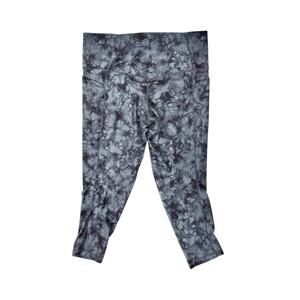 Athleta Salutation Stash Pocket II Printed 7/8 Leggings Tie Dye Blue Gray 2X